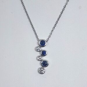 14kt White Gold Diamond Sapphire Necklace